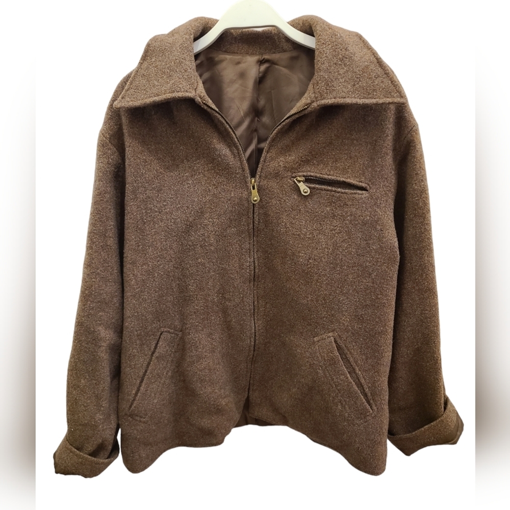 Armi Jeans 100% Wool Zip-Up Jacket - Brown - Size L